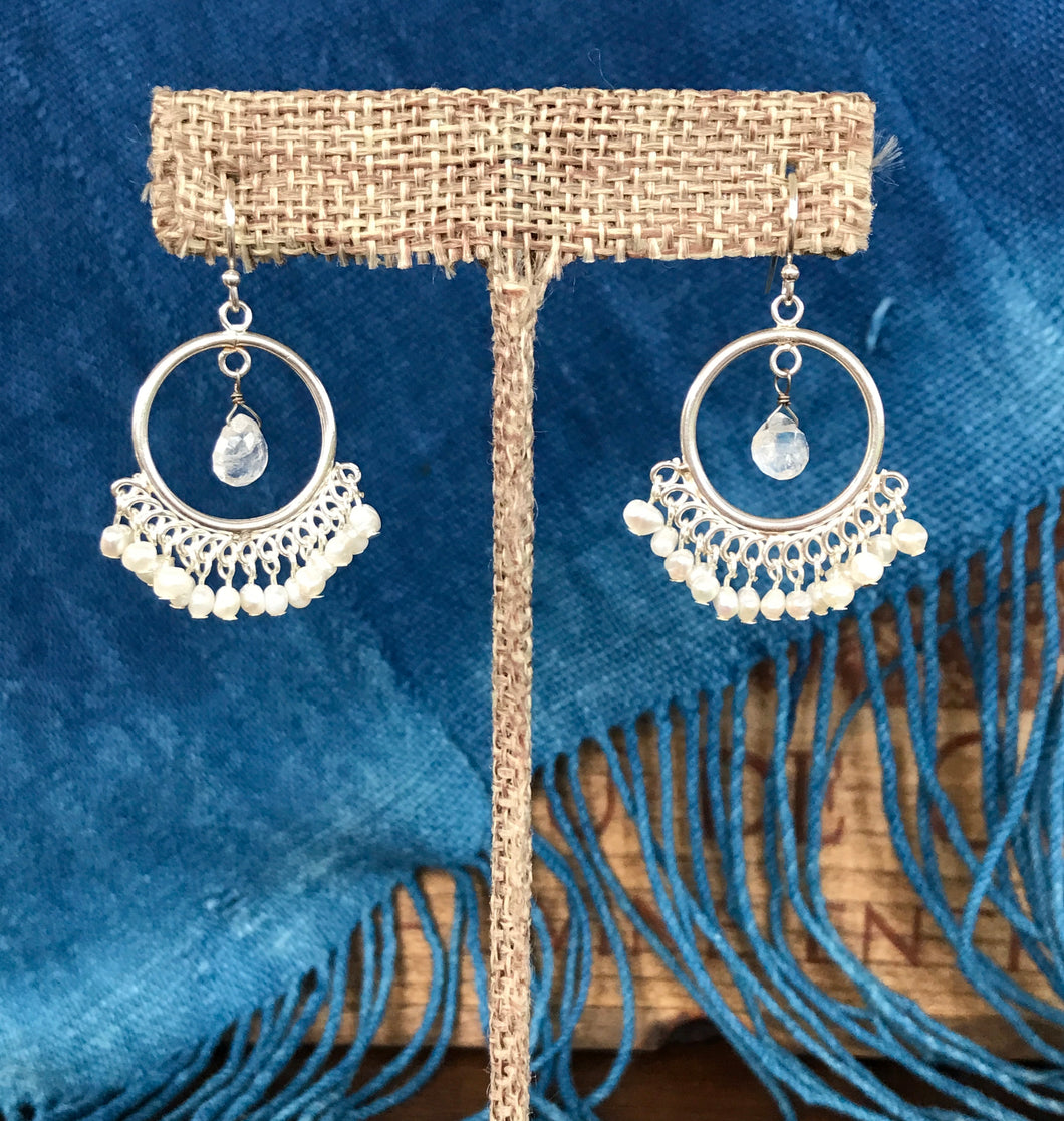 White dangle earrings