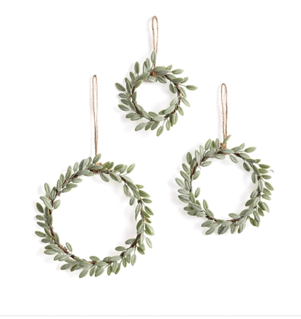 Lambs Ear Wreaths Ornaments, Set of 3